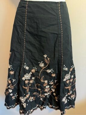 Coupé Embroidered Floral A-Line cotton  Skirt large